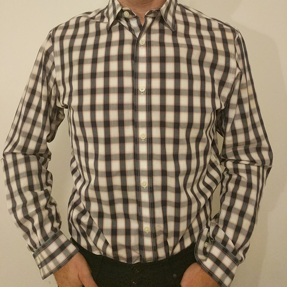 BR plaid soft wash tailored slim fit shirt